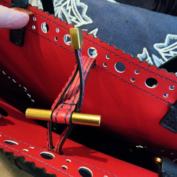 Tory Burch Leather Block T Brogue Tote - Picture 9 of 14